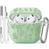 Joremx Custodia Per AirPods 4 con adorabile motivo d'erba(Verde Matcha)