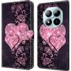 CLM-Tech Custodia compatibile con Xiaomi Redmi Note 15 Pro 5G - PU Pelle Cover - Portafoglio con Funzione Supporto e Slots - Case Cuori Rosa