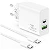 LUOSIKE 30W USB C Caricatore per iPhone 17 17e 16 16e 15 Pro Max Plus, iPad Pro 13/12.9/11/M5, iPad 10/11 Gen/A16, Air 6/5/4, Mini A17/7/6, Rapido Alimentatore USB-C/A Rapida Caricabatterie con 2M Cavo