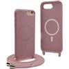 YFSYLL Magnetica Cover per iPhone SE (2022/2020) / iPhone 8/7 con Cordino,Compatibile con MagSafe,Silicone Case con Regolabile Cordino da Collo Nylon Catena Collana Tracolla - Rosa Gold