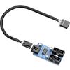 ROCKETEK Scheda madre USB 2.0 Header a 9 pin da 1 a 2 Adattatore splitter hub di estensione -Convertitore MB One USB femmina a 2 femmine - Cavo da 30cm Adattatore maschio a 9 pin Moltiplicatore di porte Nuovo