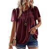 TUUHAW Camicia Donna Girocollo Casual T-Shirt con Scollo Manica Corta Pizzo Estiva Boho Maglietta Elegante Blusa Allentate Verde Menta M