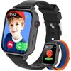 PTHTECHUS Smartwatch Bambini, Orologio per Bambino Bambina GPS con 4G Telefono Videochiamata Chat Vocale Sveglia Contapassi Modalità Classe Gioco, Smartwatch Ragazza e Ragazzo 4-12 Anni Kids Regalo, Nero Blu
