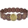 BAOKELAN Cinture larghe a disco per le donne Concho in pelle Disk Link Cintura Boho Western Cinture in vita per vestito, Marrone, Length 45'' (fit waist size below 43'')