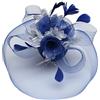 Caprilite Fucsia rosa caldo piuma fiore fascinator cappello velo rete fascia clip Ascot Derby gare matrimonio, Blu reale e argento, Taglia unica
