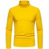 Generic Camicie da uomo per adulti a maniche lunghe a collo alto maglietta slim fit pullover top leggero basic collo alto t-shirt, Giallo, S