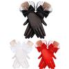 Geyoga 3 Paia Guanti da Sposa Corti Eleganti in Seta per Matrimonio Manopole in Pizzo con Fiocco da Donna Guanti da Tea Party Accessori Gotici per Cena Serale Funebre Festa di Halloween