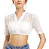 XFSRG Camicia Donna Elegante Scollo a V Tradizionale Dirndl Bluse Sexy Maniche Corte Camicetta per Bavarese Oktoberfest(Bianco/XL)