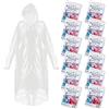 Ember Rock Confezione da 12 poncho antipioggia con cappuccio - spesso poncho monouso di emergenza trasparente e impermeabile per adulti - donna e uomo, ideale per concerti, campeggio, trasparente, Taglia unica