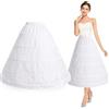 Wildarms Sottogonna bianca con ferretti a Crinolina, merache Gonna a cancancano, in vita elastica, abito da sposa per matrimonio, quinceanera, Principessa, laurea, 5-hoop White Adult, Taglia unica