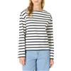 Amazon Essentials Top a Maniche Lunghe in 100% Cotone Pesante con Scollo a Barchetta e Vestibilità Comoda Donna, Bianco Guscio D'uovo Blu Marino Marinaio Righe, XL