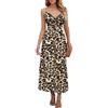 AUSELILY Abito Lungo Estivo Donna Spalline Sottili Senza Maniche Collo a V Twist Front Casual Spiaggia con Tasche Leopardo Maculato 3XL