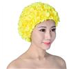 Fayeille Cuffia da nuoto da donna, stile rétro, traspirante, con fiori, cuffia da bagno, rosa, Taglia unica