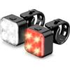 Akale - Set di luci per bici ricaricabili anteriori e posteriori, 4 opzioni di modalità luce, faro per bicicletta, IPX4 impermeabile, facile da installare per uomini e donne
