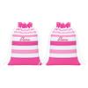 AmiAmarena Set 2 Sacche Asilo Personalizzate con Nome Ricamato - Zainetti 100% Cotone 35x25 cm per Bambino e Bambina (Rosa)