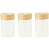PEBBLY - Set di 3 Piccoli barattoli Rotondi in Vetro con coperchi a Vite in bambù - Set di 3 - Conserva Facilmente spezie e condimenti, conservazione ottimizzata per Una Cucina Ecologica