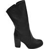 Malu Shoes Stivali Tronchetti Donna Pelle Nero a Punta Tonda Tacco Squadrato Taglio Asimmetrico Moda Meta' Polpaccio Tendenza (37 EU)