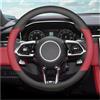 EHWLFVX Auto Volante Copertura Per Jaguar Per F-PACE Per I-PACE XE XF XJ Per La Serie Per F-TYPE XK 2025 Coprivolante Auto Pelle(Round-C)