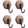 Kaiyzo 4 Pezzi Ganci a Ventosa Riusabili, Gancio da Parete Senza Fori per Asciugamani e Vestiti, Forte Presa per Piastrelle Bagno & Cucina, Design in Noce (Nero)