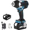 Oamger 1800N.M Avvitatore a percussione a batteria, 1/2, compatibile con Makita 18 V, avvitatore a percussione multifunzione con luce LED, con 1 batteria, 7200 rpm, 5 velocità, per auto e casa