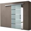 doporro Porta Scorrevole in Vetro per Interni 102,5x215 cm e Maniglia