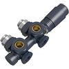 EMKE Valvola Multiblock per Radiatori, Corpo in Ottone Antracite, Interasse 50 mm - Design Combinato Angolare e Dritto, con Termostato (Per tubi da 15 mm + 16 mm, G1/2, 1 pezzo)