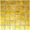 conwire Mosaico di vetro quadrato cristallo tinta unita oro struttura mosaico in vetro traslucido 3D, pietra mosaico formato: 48 x 48 x 8 mm, dimensioni foglio: 300 x 300 mm, 1 foglio/opaco