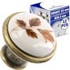 MONTERAL 12 Pezzi Pomelli per Mobili Ø26,5 mm H23 mm - Motivo a Rose Autunnali | Pomelli Cucina Realizzato in Lega Zinco-Alluminio in Color Antico Ottone e Porcellana Bianca Garanzia di 10 Anni - MONTERAL