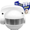 MONTERAL Sensore di Movimento per Luci Automatico 180° con Classe di Protezione IP44 - Sensore Movimento Esterno con Raggio D'azione di 10 m - Colore Bianco - Garanzia di 10 Anni - MONTERAL