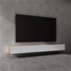 doporro Mobile Porta TV Sospeso 280 cm con 4 Ante Marrone Chiaro e Bianco Opaco, Credenza Bassa da Soggiorno Salotto, Madia Consolle Bicolore per TV Fernsehschrank02