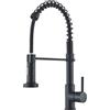 Zamery Rubinetti da cucina a molla con spruzzatore estraibile, rubinetto da cucina commerciale con leva singola, arco alto, girevole a 360°, 2 modalità di spruzzo, rubinetto miscelatore in acciaio inox (nero