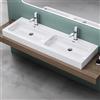 Mai & Mai Lavabo da Appoggio 140x48x13cm, Lavandino Bagno Colossum830 Lavabo da Marmo Fuso, due Fori per la Rubinetteria, Bianco lucido