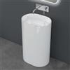 doporro Lavabo a Colonna Per Bagno Freestanding da Terra in Marmo Resina, Monoblocco a Pavimento 55x40x85 cm Bianco Lucido, Autoportante Senza Foro Rubinetto Colossum45