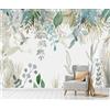 Kalodity Carta da parati panoramica natura giungla 3d seta, 410 x 280 cm, motivo: giungla tropicale, foglie, fiori, uccelli grandi murali, poster per soggiorno, adulto camera dei bambini, decorazione