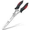 TopHomer Pinze da pesca a becco lungo, in acciaio inox, per rimuovere lenze e anelli, 22,9 cm, strumento da pesca in acqua dolce e salata, rosso