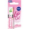 NIVEA Olio per labbra rosa caramella (5,5 ml), olio idratante per labbra con oli naturali al 100% tra cui olio di jojoba, lucidalabbra a lunga durata e non appiccicoso