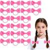 YAWYO Set di 20 elastici per capelli per bambini, fasce elastiche con fiocchi e nastri, accessori per capelli scolastici rosso rosato per bambini e donne