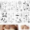Grasslandy 8 Fogli Tatuaggio Facciale Luna Nera, Adesivi per Tatuaggi, Tatuaggio Temporaneo, Adesivi per Tatuaggi Festivi, Tatuaggio da Strega, Carnevale, Festa a Tema, Halloween, Cosplay