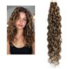 Larafona Tape in Hair Extension Capelli Veri Riccio, Biadesivo Estensione Capelli Curly Naturali Balayage Marrone/Biondo P4/27# 20pcs, 50g 20inch/50cm