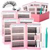 GEMERRY Ciglia Finte Ciuffetti Kit 30D+40D+50D+60D+80D+100D Ciglia Finte Ciuffetti+Bond e Seal+Remover+Pinzette Lash Clusters Eyelashes Extension Volume Eyelashes per Principianti Naturali Lashes