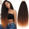 hair beauty Brazilian Curly Hair Boho - extension per trecce a crochet capelli dall' aspetto naturale - Kanekalon Premium 600 grammi divisi in 5 pezzi + cuffia da notte in raso in omaggio (T30, 60cm 24)