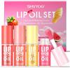 SHVYOG Set Di 4 Oli Per Labbra, Lucidalabbra Al Gusto Di Frutta, Regalo Per Labbra Secche E Screpolate, Lucidalabbra Colorato Nutriente Per Una Finitura Ultra Lucida, Formula Non Appiccicosa
