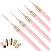 BOXOB 5pz Pennelli per Nail Art, Fine Set di Pennelli Liner Dettagli Sottili Strumento Disegnare Unghie Linea Lunga Nail Art Liner Brushes per Smalto in Gel, Dimensioni 4/8/12/20/25mm