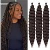 Labooe Ocean Wave Braiding Hair for Black Women Deep Wave Crochet Hair Ocean Wave Crochet Synthetic Hair Extension for Boho Braids (4#, 18inch-3packs)