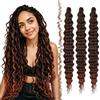 FESHFEN Ocean Wave Crochet Hair extension - 3 Pezzi Estensioni Capelli per Treccine a Onde Rosso Rame Sintetici Ondulati Braiding Trecce Boho Posticci Extensions per Donne, 55 cm T350#