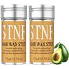 Flintronic 2 Pezzi Bastone di Cera per Capelli, Bastone Liscio per Capelli, Non Unge, per lo Capelli Rotti, Capello Ricci o Capello Volanti, Ideale per Fissare l'Acconciatura (Avocado)