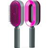 WADY Spazzola per capelli autopulente, spazzola districante professionale rotonda senza tirare per donne uomini e bambini, spazzola bagnata, spazzola 3D Air Cushion antistatica per capelli (Fuchsia)