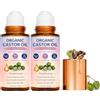 AFGQIANG Soldaire - Olio di ricino roll-on con rullo al quarzo rosa, pressato a freddo, senza esano, 100% puro olio di ricino, sfera a rullo per olio di ricino biologico, bottiglia in vetro ambrato per la cura