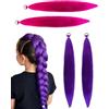GRETY Parrucca viola e rosa composta da 4 pezzi, 26 pollici, veri capelli umani con elastici luccicanti, adatta per spettacoli teatrali, feste, carnevali, decorazioni e cosplay.