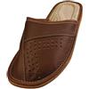 APREGGIO - Pantofole da Uomo in Pelle - Slippers in Pelle - Pantofole Uomo - Ciabatte - Slip-On - Marrone - Taglia 47 EU